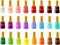 Vector illustration of various colors of nail polish