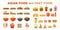 Vector illustration of various fast food and asian food items. Ready for cafe and restaurant menu designs. Unhealthy