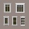 Vector illustration of various house window designs set