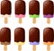 Vector illustration of various kinds of Asian Japanese ice creams or ice pops wth Asian flavors