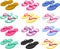 Vector illustration of various kinds of colorful summer flip flop sandals