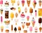 Vector illustration of various kinds of cute frozen ice cream dessert treats