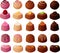 Vector illustration of various kinds of filled chocolate truffles, pralines and bonbons