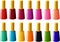 Vector illustration of various nail polish bottles in different colors