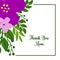 Vector illustration various pattern art purple flower frame with poster thank you mom