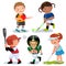 Vector illustration of various sports kids on a white background