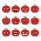 Vector illustration of a very fresh collection of cartoon apple with funny and smiling facial expressions