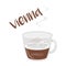 Vector illustration of a Vienna coffee cup icon with its preparation and proportions