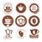 Vector illustration of vintage coffee labels and badges. Logo cafe