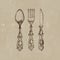 Vector illustration of vintage spoon fork and knife
