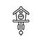 Vector illustration of vintage wall cuckoo clock with pendulum.