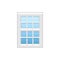 Vector illustration of vinyl single-hung window. Flat icon of tr