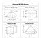 Vector illustration: Volume of 3D shape. Frustum of pyramid, volume of cylinder, cone, cube symbols used in math