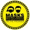 Vector illustration of Warning or Caution sign to Wear a Mask on a black and yellow circular border signage