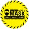 Vector illustration of Warning or Caution sign to Wear a Mask on a black and yellow circular border signage