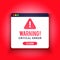 Vector Illustration Warning Pop Up Flat Design On Red Background. Critical Error.