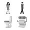 Vector illustration of wc and washroom icon. Set of wc and wash vector icon for stock.