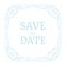 Vector illustration wedding invitation, retro line geometric frame. Blue linear Art Deco geometry pattern with diamond