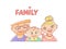 Vector illustration on a white background happy young family, the husband and wife, with smiling infant. Mom and dad with the baby