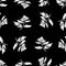 Vector Illustration of white carved leaves isolated on a black background, Seamless pattern