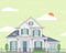 Vector illustration of a white family cozy house