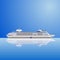 Vector illustration of a white ocean liner on a blue background.