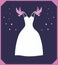 Vector illustration white wedding dress.Ssign for shop, advertisment or invitation. Cinderella - askungen inspiration.