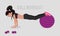 Vector illustration wiith girl and stability ball in flat style.