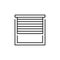 Vector illustration of window horizontal blind. Line icon of sun