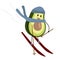 Vector illustration winter character avocado guy skiing. Skiing