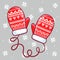 Vector illustration winter mittens in childrens style.