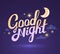 Vector illustration of wish good night on dark purple sky