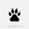 Vector illustration. Wolf paw prints logo. Black on white background. Animal paw print with claws