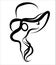 Vector, illustration, woman, black silhouette, hat, tenderness, romance, love, style, hair, breath
