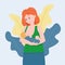 Vector illustration: a woman breastfeeds her baby. Breastfeeding concept