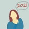 vector illustration woman confusing what next on new year 2021