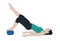 Vector illustration of woman lifting a pelvic and leg while doing pilates.