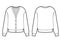 Vector illustration of woman`s cardigan. Front and back views