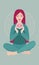 Vector illustration of a woman sitting relaxed in yoga lotus pose