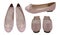 Vector Illustration of Women`s Ballet Flats in Dusty Pink Color, Fashionable Look