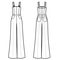 Vector illustration of women`s jeans jumpsuit. Front and back