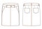 Vector illustration of women s jeans skirt. Front and back views