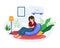 Vector illustration Women work and relax at home