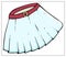 Vector illustration with a womens short white pleated skirt with a red belt. Female casual clothing. Cartoon style, icon