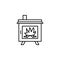 Vector illustration of wood stove. Line icon of modern furnace.