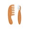 Vector illustration of wooden hair comb and brush in flat style.