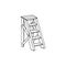 Vector illustration of a wooden staircase. Black and white staircase