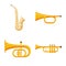 Vector illustration of woodwind and instrument symbol. Set of woodwind and musical vector icon for stock.