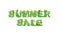 Vector illustration of word Summer Sale with capital letters stylized as a rainforest, with green branches, leaves