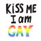 Vector illustration of words kiss me I am gay with rainbow